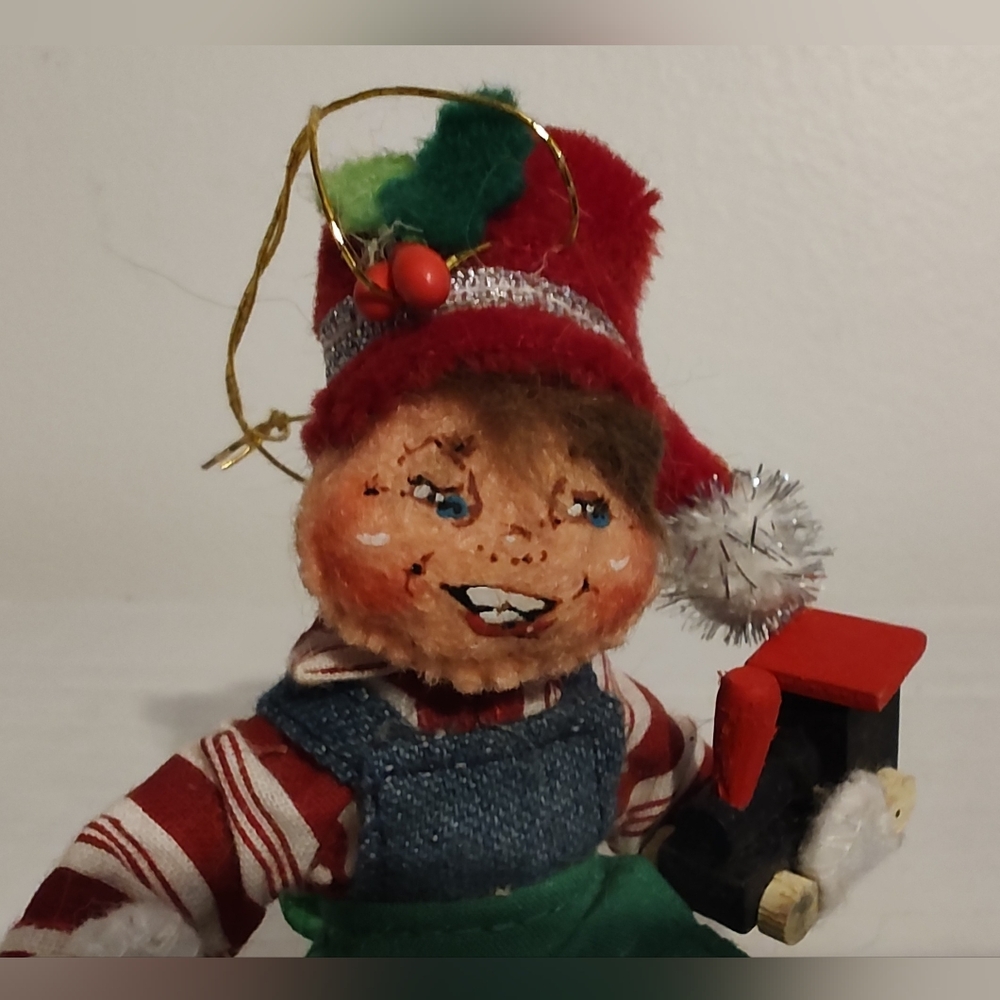 Vintage Annalee Christmas‎ Elf American Flag 4" Ornament USA July 4th Patriotic